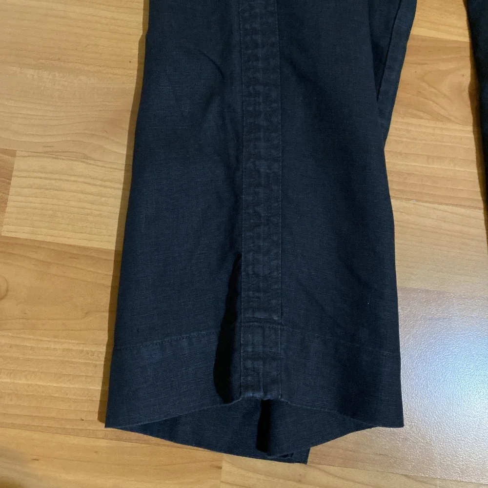 Quince Womens Black Linen Pull On Wide‎ Leg Crop Pant Travel Minimalist- Size S